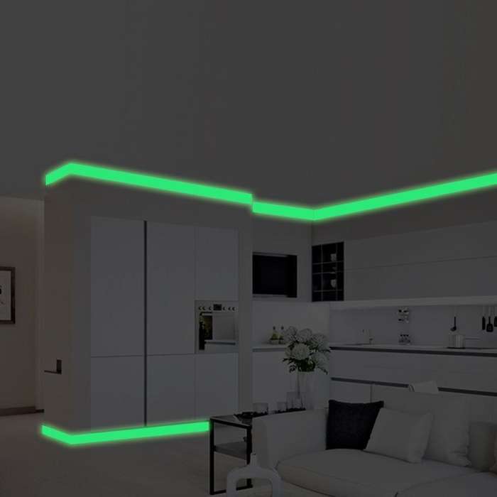 5 Rolls Home Decoration Baseboard Luminous Strip Safe Passage Warning Fluorescent Sticker, Specif...