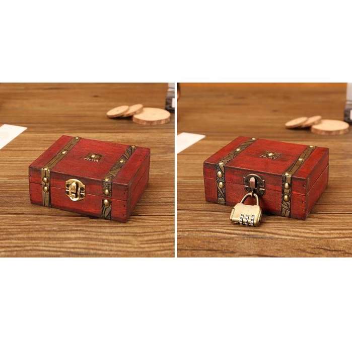 Antique Wooden Double Belt Jewelry BoxSpecification With Password Lock
