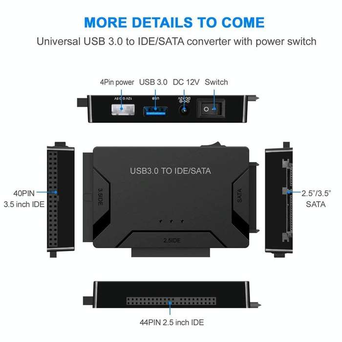 USB 3.0 to SATA / IDE Hard Disk Drive Converter Adapter Cable for 2.5 inch / 3.5 inch SATA IDE HD...