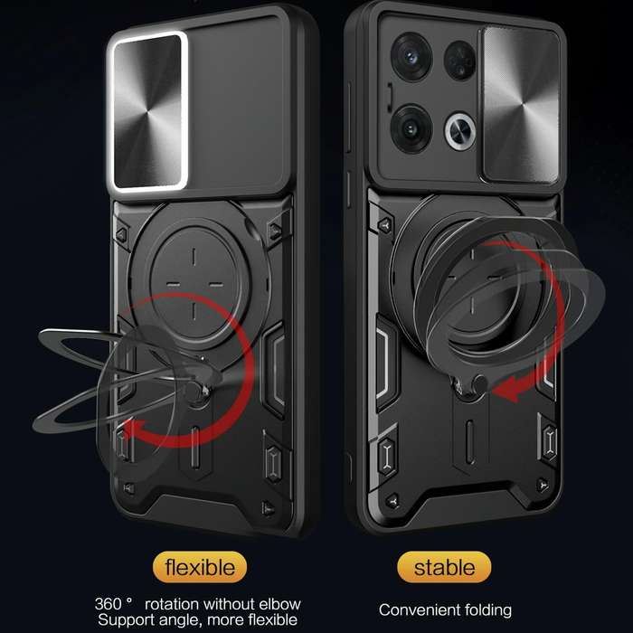 For OPPO Reno8 Pro 5G CD Texture Sliding Camshield Magnetic Holder Phone Case(Silver)