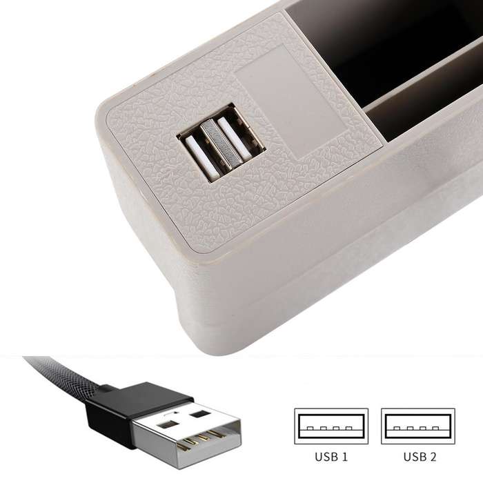 Universal Car Multi-functional Charger Console Side Pocket Seat Gap Side Storage Box, with 2 USB ...