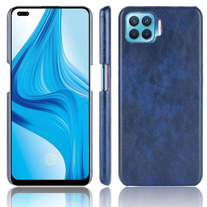 For OPPO F17 Pro / A93 / Reno4 Lite / Reno4 F Shockproof Litchi Texture PC + PU Case(Blue)