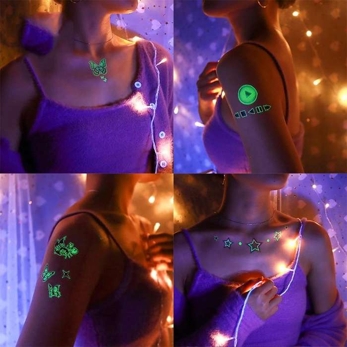 10 PCS Waterproof Luminous Tattoo Stickers Gradient Temporary Tattoo Stickers(EI-137)