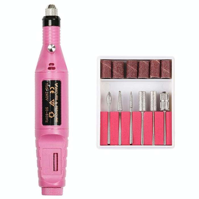 1 Set Power Professional Electric Manicure Machine Pen Pedicure Nail File Nail Tools 6 bits Drill...