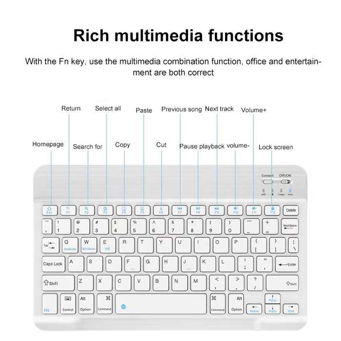 YS-001 7-8 inch Tablet Phones Universal Mini Wireless Bluetooth Keyboard, Style:with Bluetooth Mo...