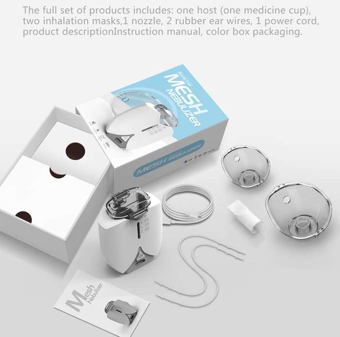 Hands-free Wearable Micro-mesh Nebulizer for Adults and Children ,Style: USB Style(Blue White)