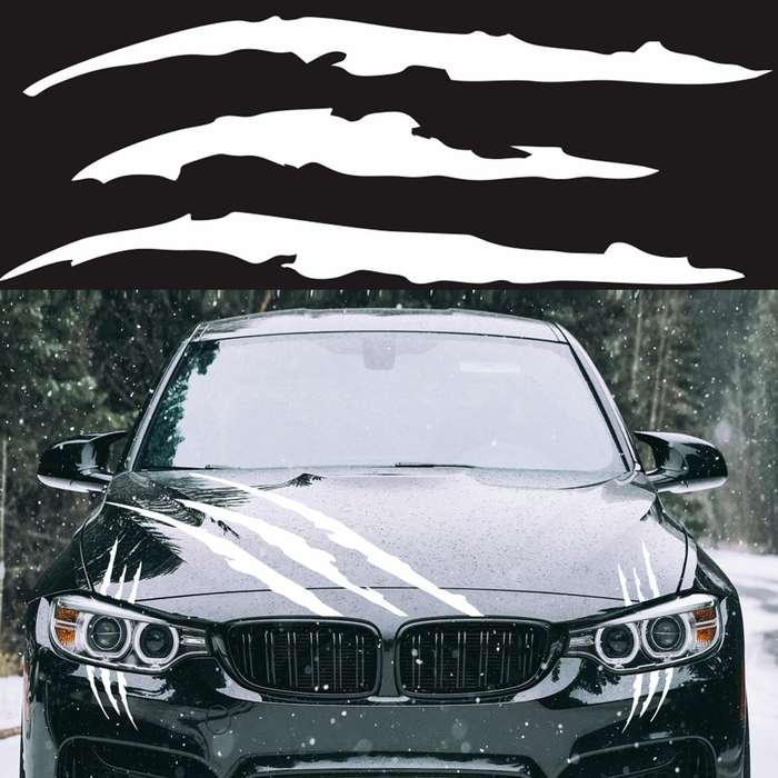 D-865 Claw Scratches Pattern Car Modified Decorative Sticker(White)