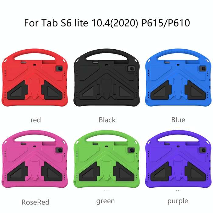 For Galaxy Tab S6 Lite P610/P615 EVA Flat Anti Falling Protective Case Shell with Holder(Black)
