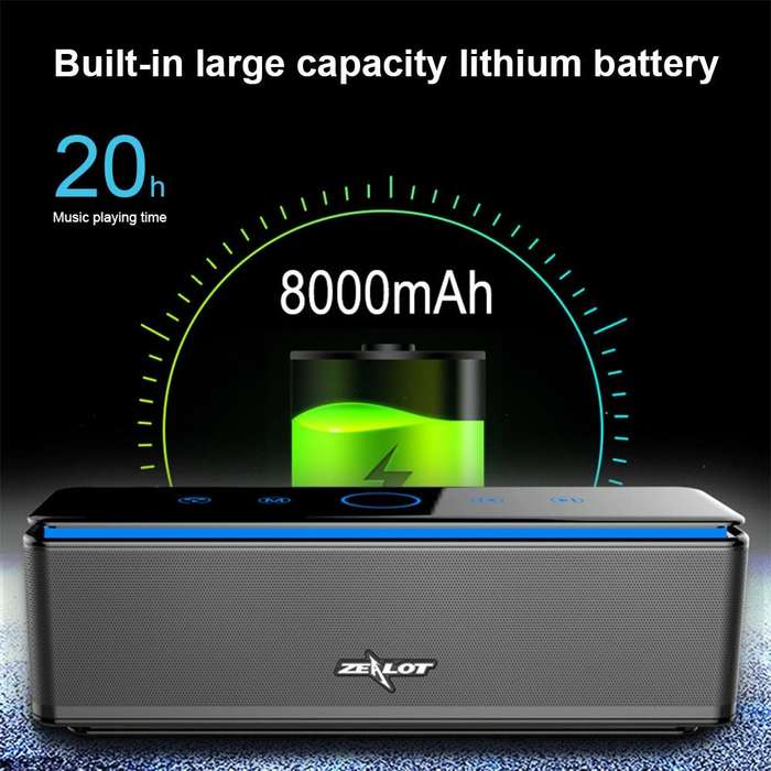 ZEALOT S7 Portable Smart Touch Stereo Bluetooth Speaker with Built-in Mic, Support Hands-Free Cal...