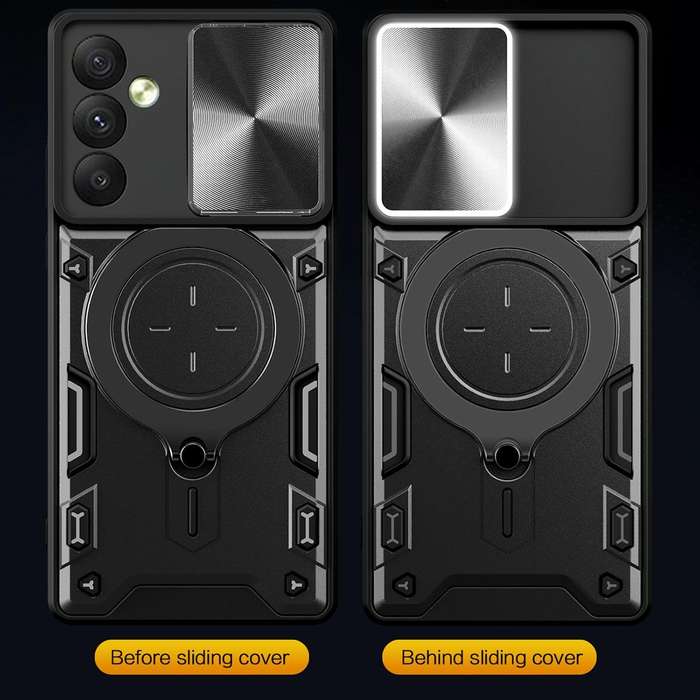 For Samsung Galaxy A34 5G CD Texture Sliding Camshield Magnetic Holder Phone Case(Black)