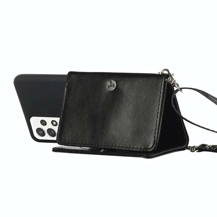 For Samsung Galaxy A53 5G Crossbody Lanyard Wallet Card Bag Phone Case(Black)