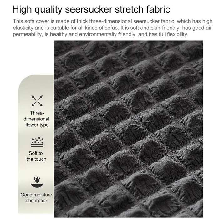 Living Room Stretch Full Coverage Skirt Style Sofa Cover, Size: Double M 145-185cm(Dark Grey Midd...