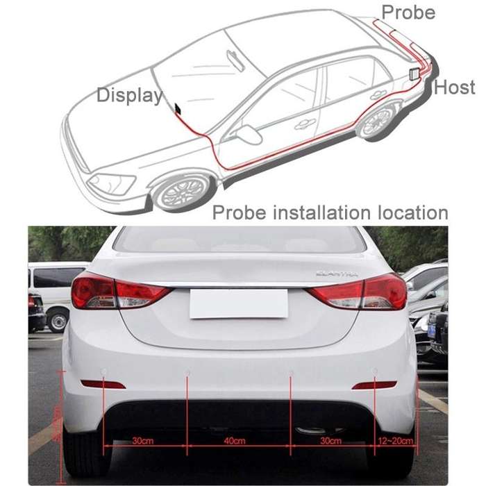 Car Buzzer Reverse Backup Radar System - Premium Quality 4 Parking Sensors Car Reverse Backup Rad...