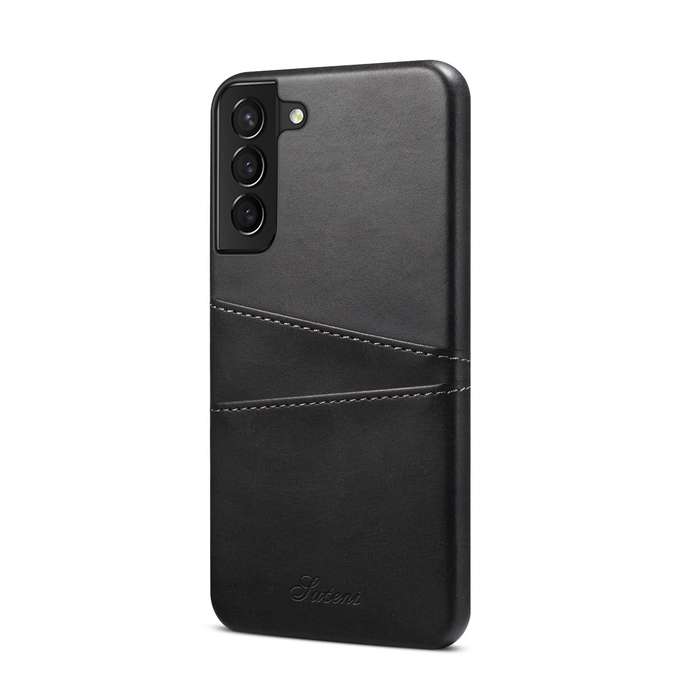 For Samsung Galaxy S22 Calf Texture Back Protective Phone Case with Card Slots(Black)