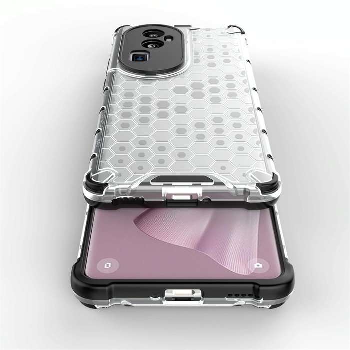 For OPPO Reno10 Pro+ Shockproof Honeycomb Phone Case(Black)
