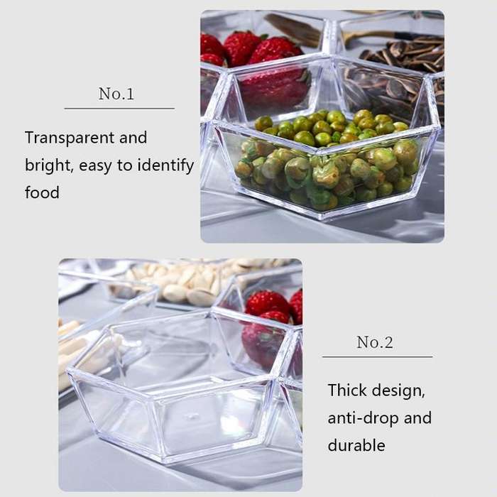 2 PCS Geometric Snack Plate, Style: Quadrilateral (Transparent)
