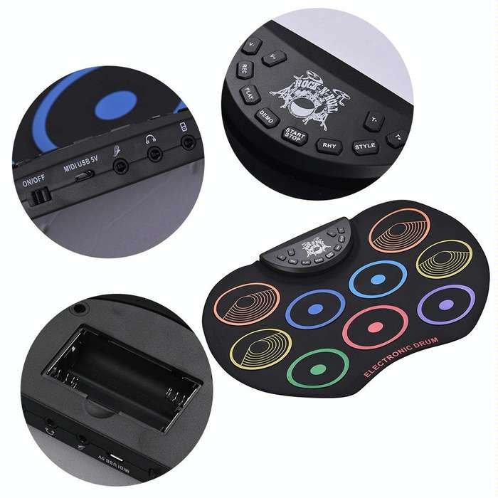 USB Colorful Hand Roll Electronic Drum Children Percussion Instrument