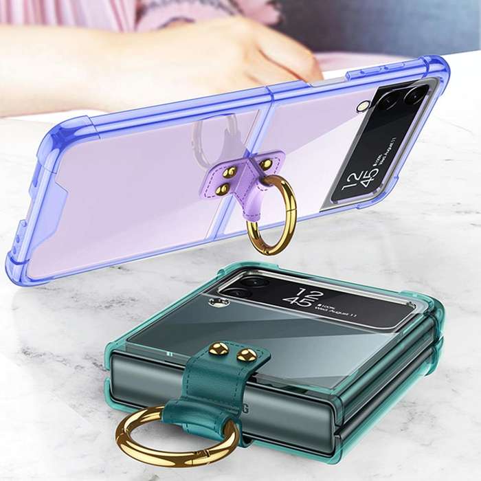For Samsung Galaxy Z Flip4 GKK Airbag Protective Phone Case with Ring(Black)