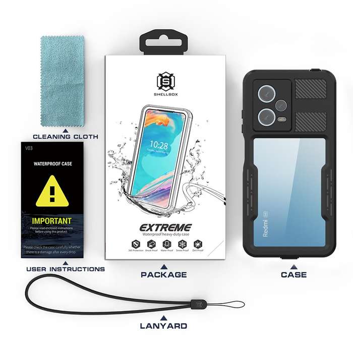For Xiaomi Redmi Note 12 Pro 5G Global RedPepper IP68 Life Waterproof Phone Case(Black)
