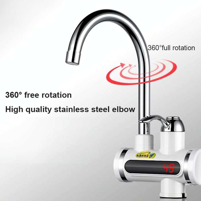 220V Kitchen Tankless Water Heater Instant Electric Faucet Electric Heater Tap with Temperature D...