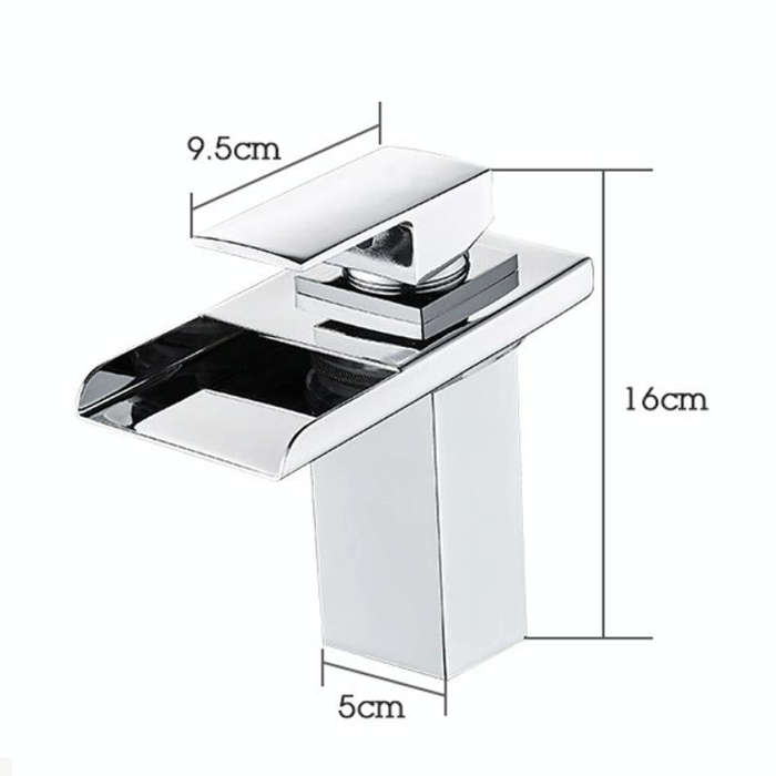 LED Three Lights Hot Cold Water Faucet Bathroom Waterfall Faucet CN Plug(Electroplating Silver)