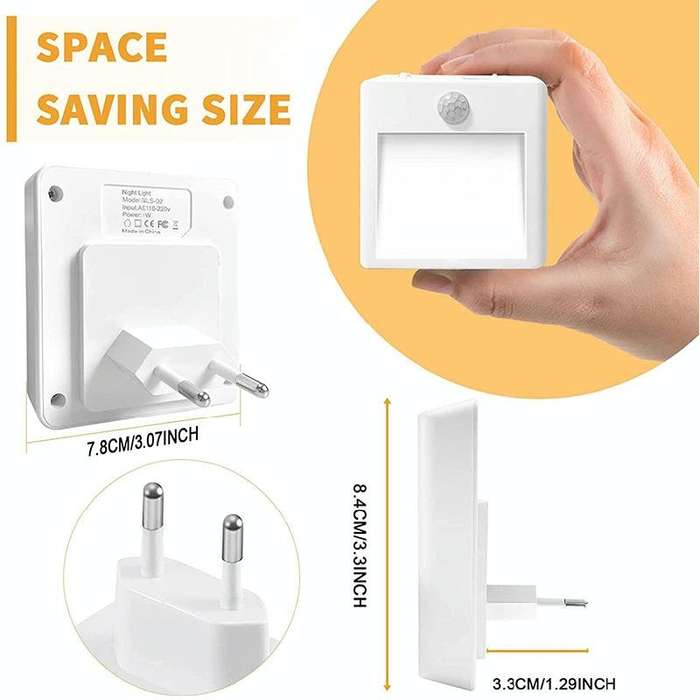 NL2101 Motion Sensor LED Night Light AC Plug Dimming Sleep Lights,Spec: Warm White EU Plug