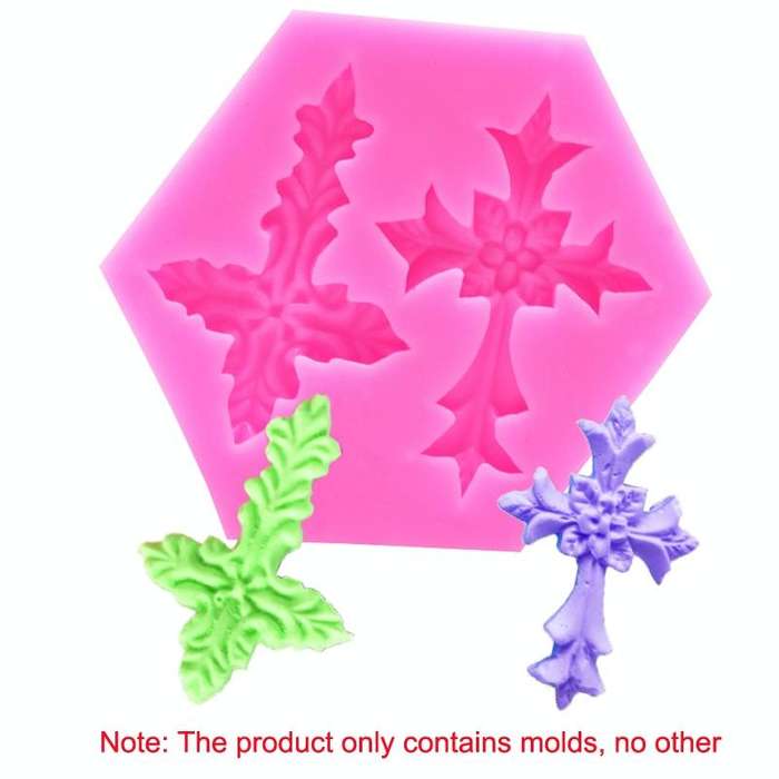 4 PCS Cross Shape Silicone Fondant Cake Mold Baking Tool(Pink)