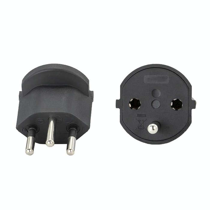 EU to Switzerland Convertible Plug With Ground Wire Travel Adaptor(Black)