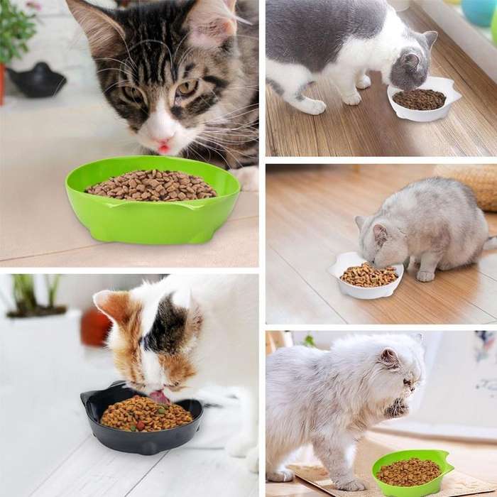 Pet Bowl Non-slip Cute Cat Type Color Cat Bowl Pet Supplies(Black)