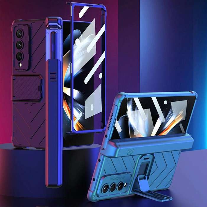 For Samsung Galaxy Z Fold4 GKK Integrated Magnetic Armor Flip Phone Case With Pen Box(Black)