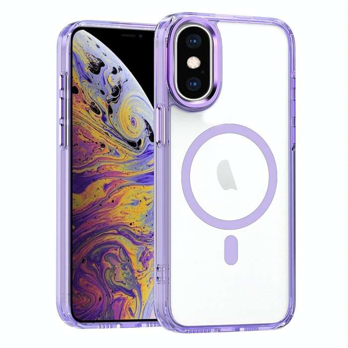 For iPhone XS Max MagSafe Magnetic Clear Phone Case(Purple)
