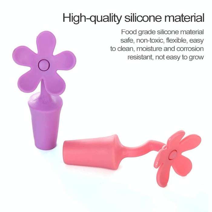 5 PCS Silicone Wine Stopper Flower Beer Stopper(Blue)