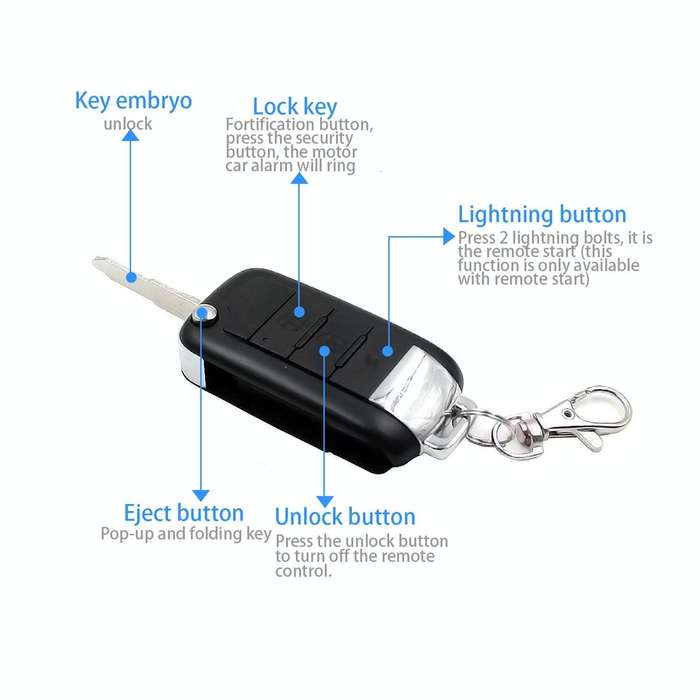 Motorcycle Smart Unidirectional Security Alarm System with Remote Control / Foldable Key, without...