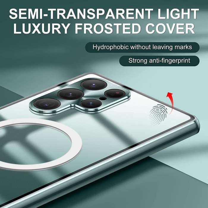 For Samsung Galaxy S22 Ultra 5G Lens Protector MagSafe Double Sided Magnetic Phone Case(Green)