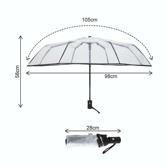 Creative Transparent Folding Umbrella 8 Bones Automatic Umbrella(White)
