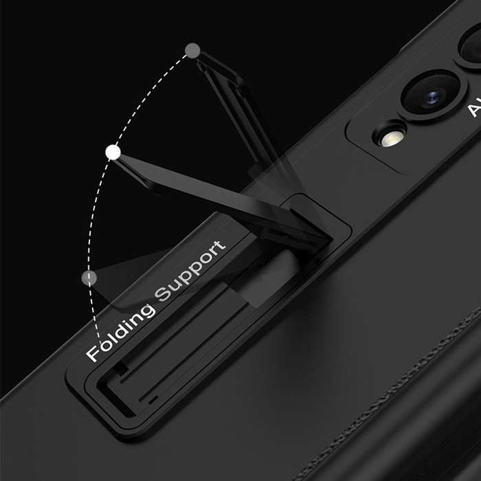 For Samsung Galaxy Z Fold4 GKK Magnetic Hinge Flip Phone Case with Pen Holder & Holder(Silver)
