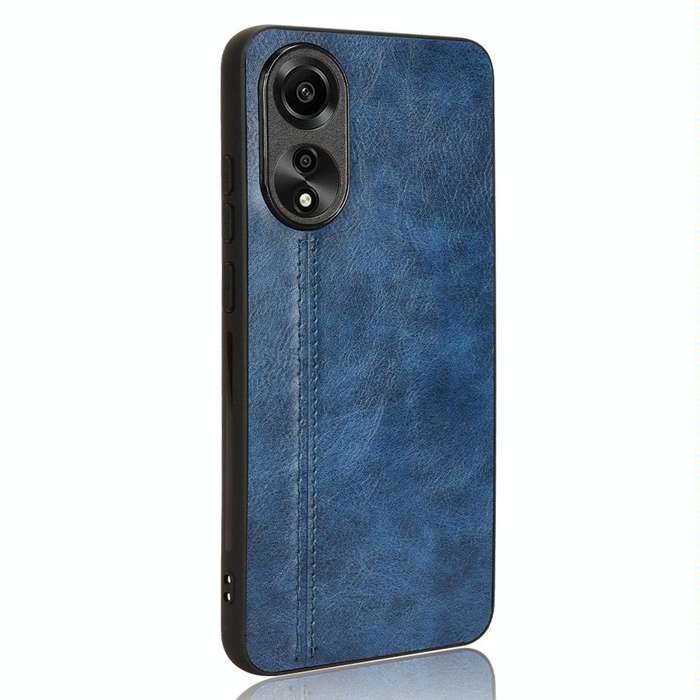 For OPPO A78 4G Cow Pattern Sewing Back Cover Phone Case(Blue)