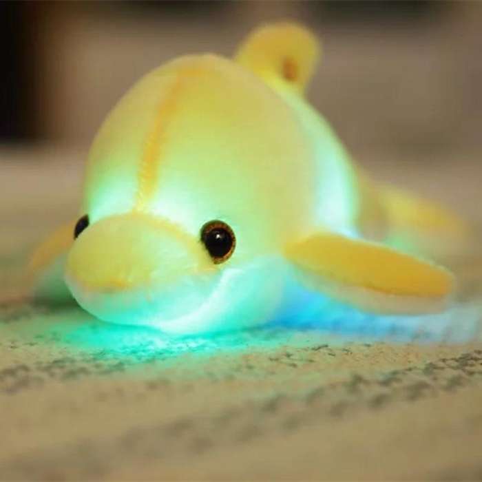 32cm Cute Creative Dolphin Doll Plush Toy Luminous Glowing LED Light Cushion Pillow(Blue)