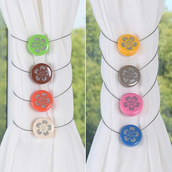 2 PCS Simple Modern Magnet Wire Curtain Buckle Magnetic Free Installation Curtain Strap Tie Wire ...