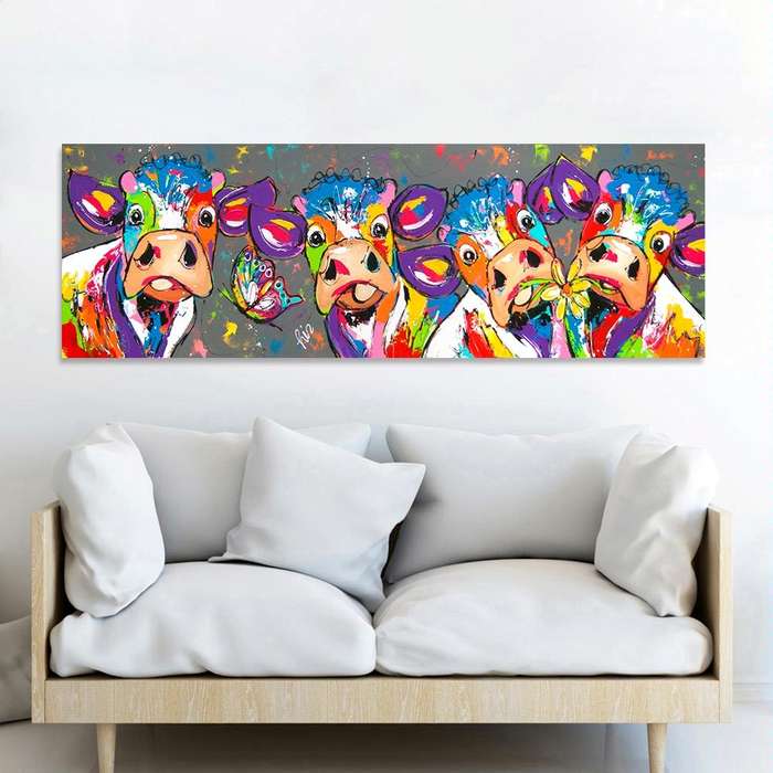 Colorful Cows Home Decoration Canvas Painting HD Inkjet Frameless Painting Core, Size:3090cm
