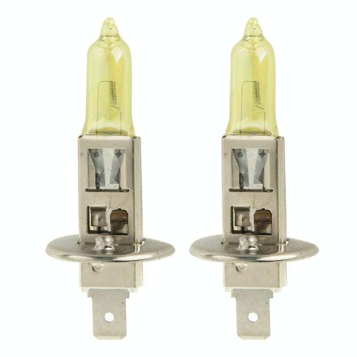 2 X H1 HOD Halogen Bulbs 12V 100W 2400 LM 3500K Yellow Light Headlights