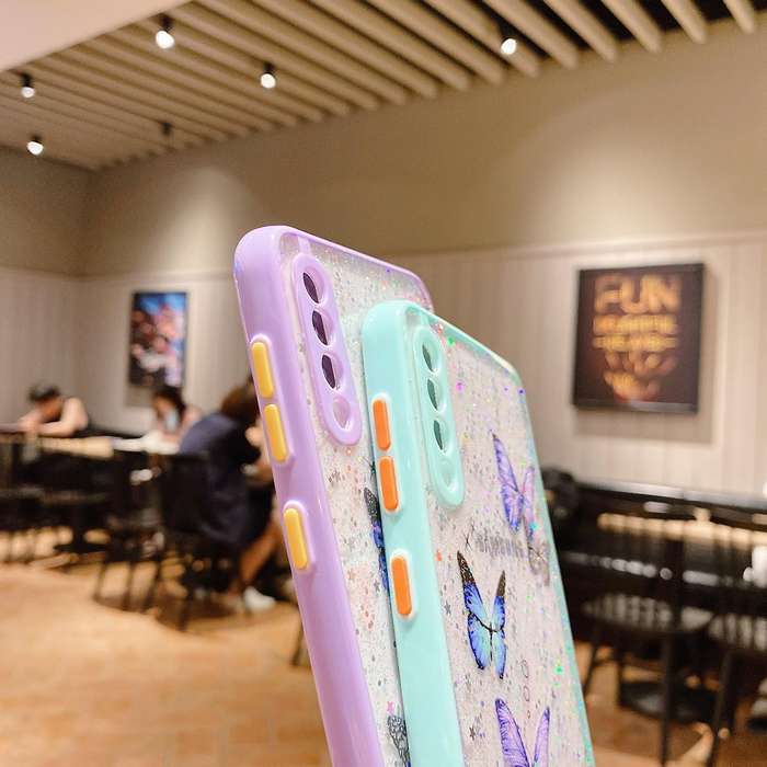 For Samsung Galaxy A53 5G Color Butterfly Glitter Epoxy TPU Phone Case(Purple)