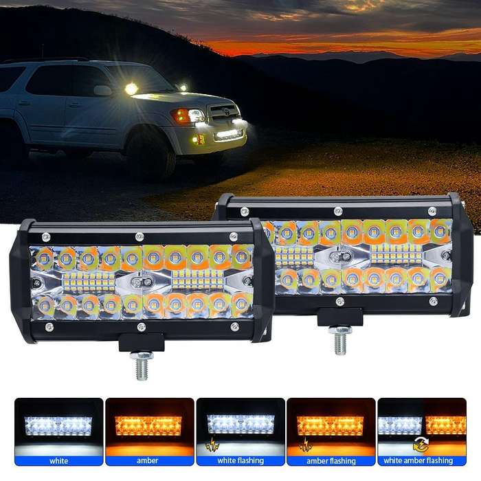 7 inch 15W 3 Row Car LED Strip Light Working Refit Off-road Vehicle Lamp Roof Strip Light with Ye...