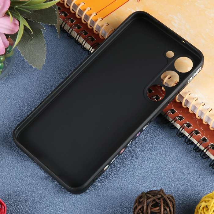 For Samsung Galaxy A23 5G / 4G Milk Tea Astronaut Pattern Liquid Silicone Phone Case(Black)