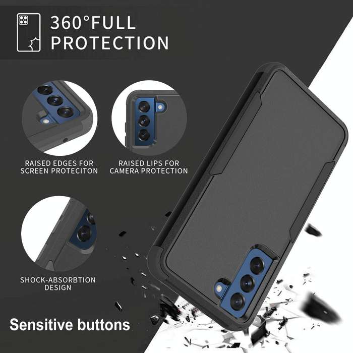 For Samsung Galaxy S21 FE TPU + PC Shockproof Protective Case(Black)