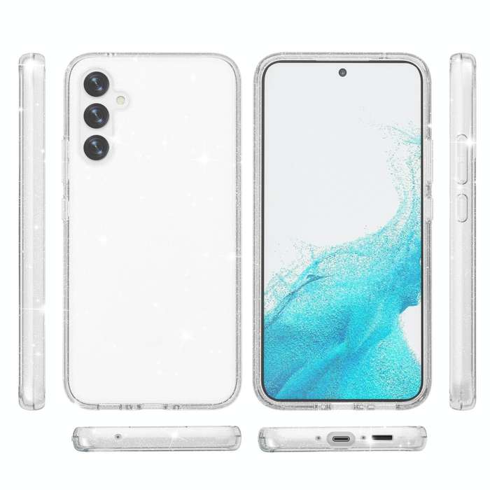 For Samsung Galaxy A34 5G Shockproof Terminator Glitter Powder Phone Case(White)