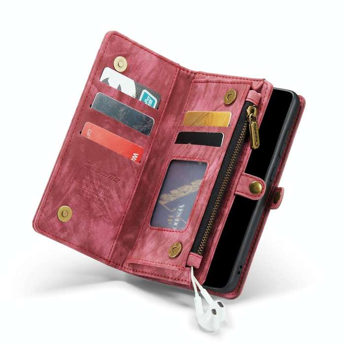 For Samsung Galaxy S22 5G CaseMe-008 Detachable Multifunctional Horizontal Flip Leather Case(Red)