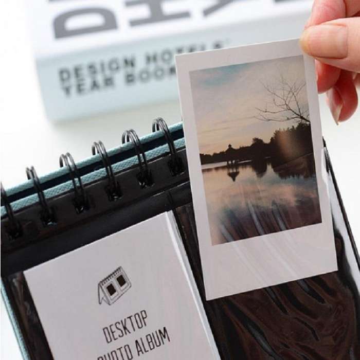Calendar Style Desktop Standing Brand Name Folder Mini Desk 3 inch 68 Photos Album Book(Sky Blue)