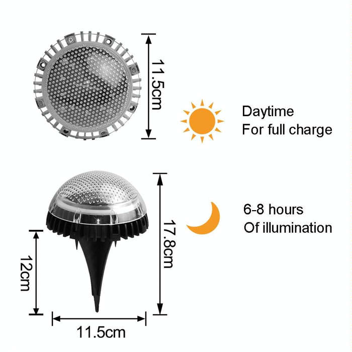 8 LEDs Solar Circular Underground Light Outdoor Waterproof Lawn Stair Light, Light Color: White L...
