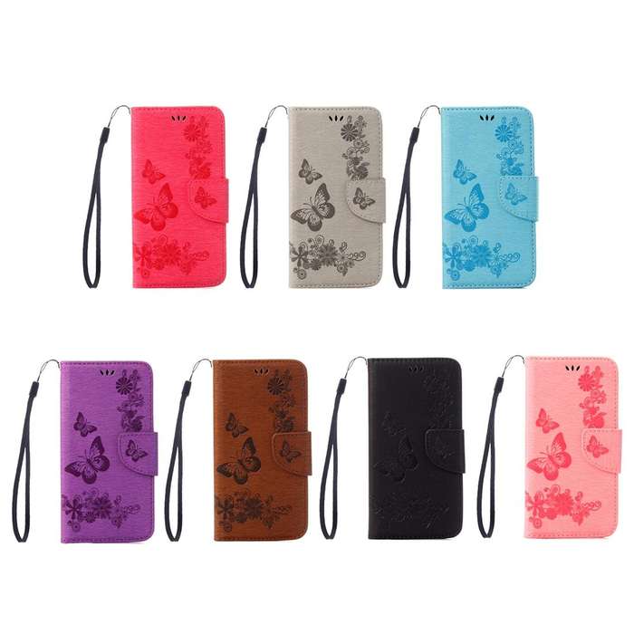Flip Leather Case For Galaxy S7 Active Pressed Flowers Butterfly